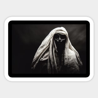 Silhouette of a man covered with a cloth in a halloween costume in the form of a scary mummy Sticker